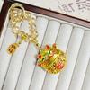 Lucky Gold Gourd & Cat Keychain Pendant Gift for Men and Women
