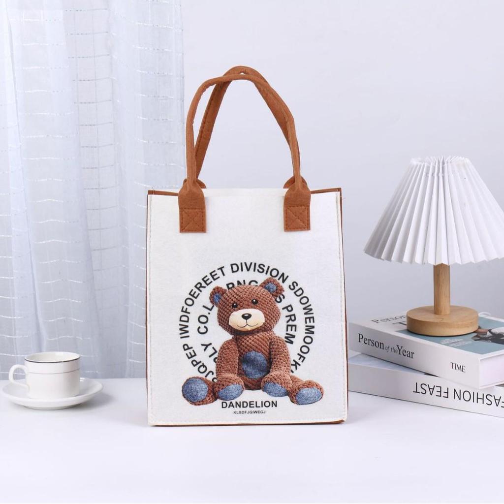 2025 Trendy Fashion Felt Tote Handbag - Cartoon Pattern Heat Transfer