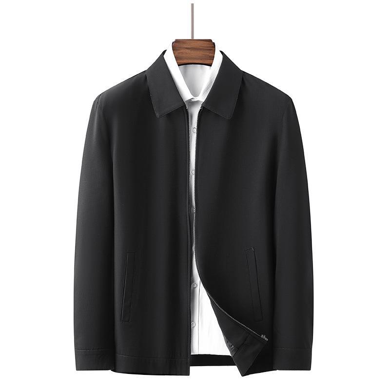 

Мужская весенняя куртка 2024 года — фасон с лацканами для людей среднего и пожилого возраста L тёмно-синий