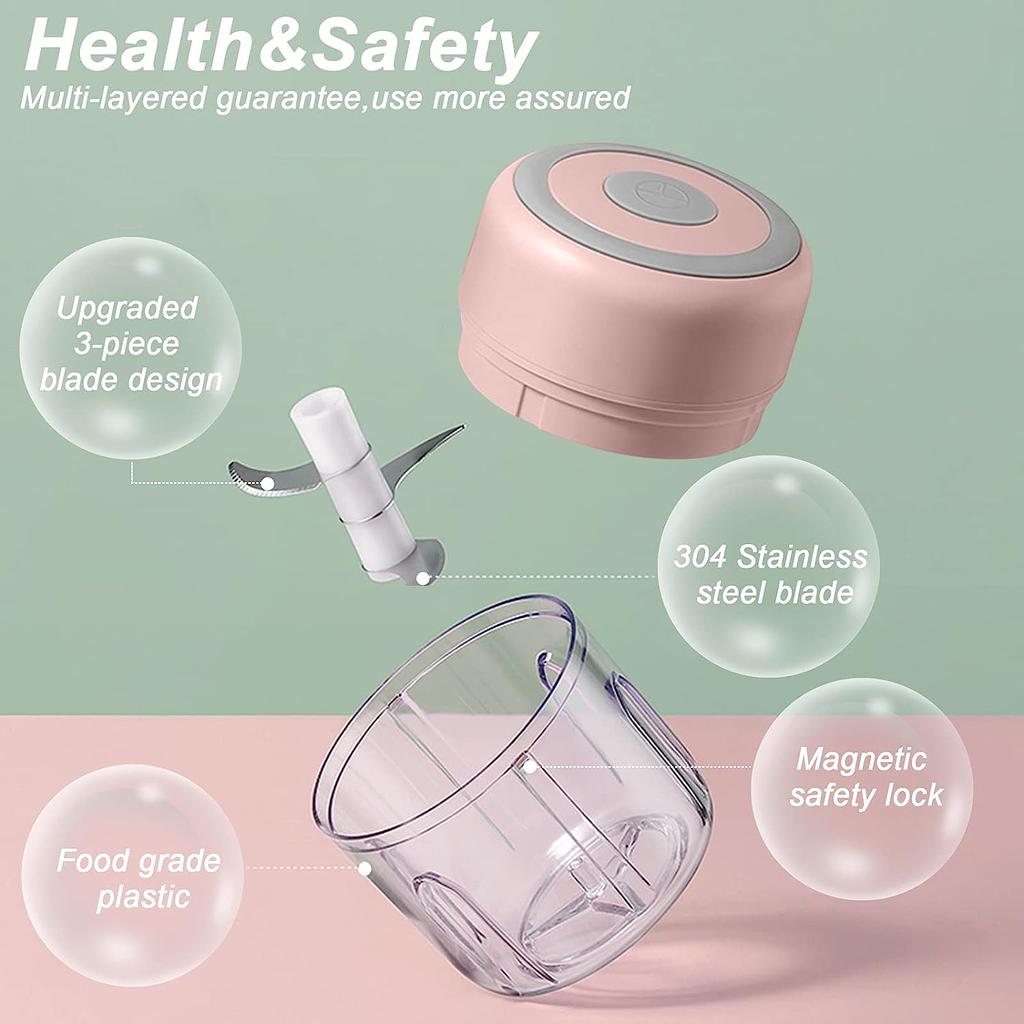 Generico - Tritatutto Elettrico Portatile Per Aglio E Verdure, Tecnologia Di Taglio Avanzata, Multi Scena, Blu