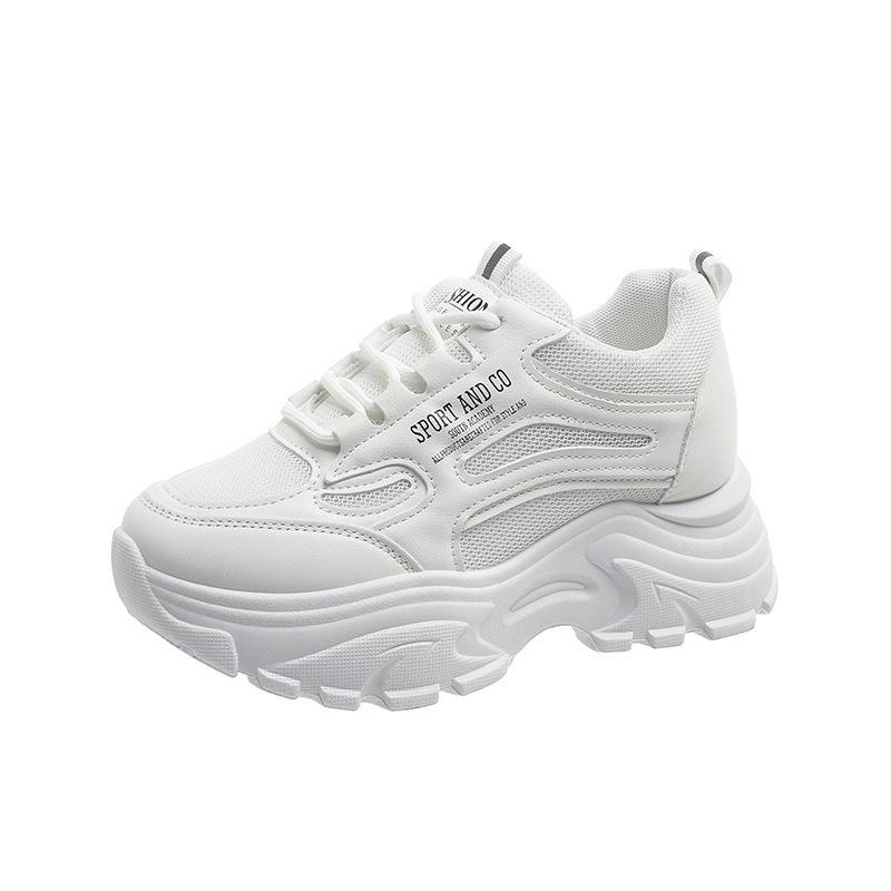 Inner Height Increase and Feet Show Little Dad Shoes Women's Shoes Summer New Muffin Bottom Mesh Casual Platform Sports Shoes