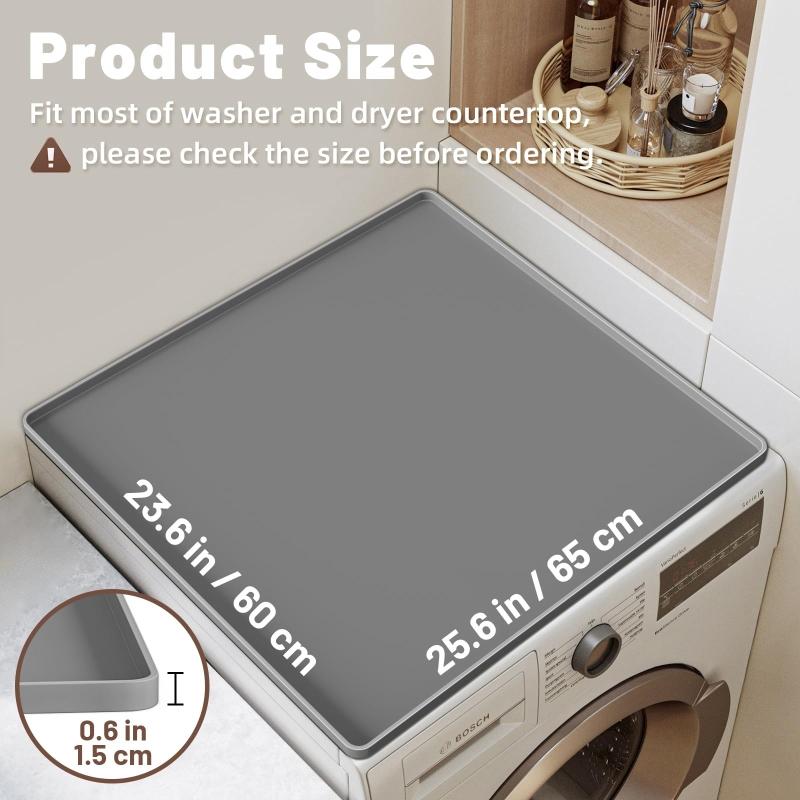 1pc Silicone Washer Drain Pan Anti-Vibration Foldable Non-Slip Leak-Proof Tray with Raised Edge for Under Washing Machine/Dryer