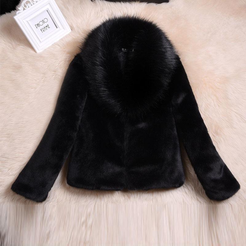 Fuskpelskåpe Dame Høst og Vinter Kaninpels Slank Kort Pels Revepelskrage Kåpe Pluss Størrelse