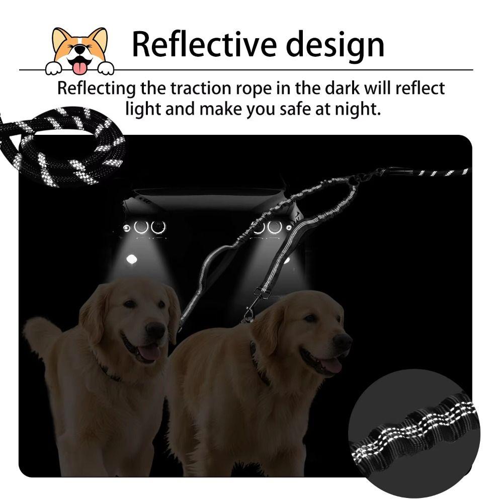 Reflective Double Head Pet Rope 360 Swivel Two Dog Lead Rope Dual Dog Leash  Medium Dogs