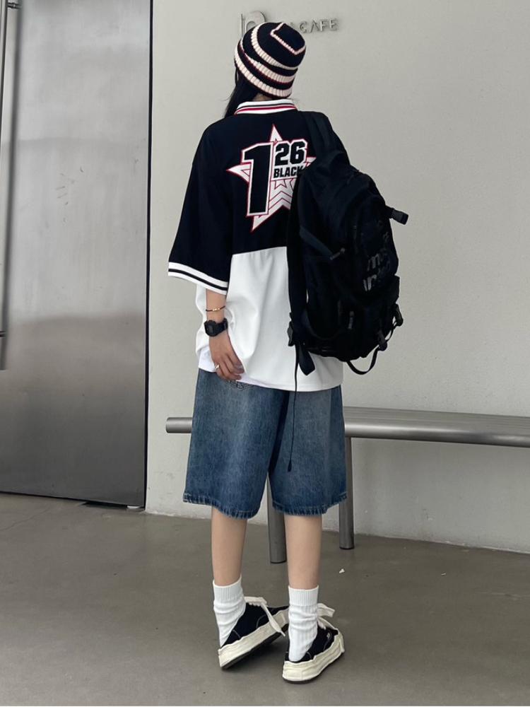 Y2K Wide Leg Trousers Vintage Jeans Women  American Streetwear Casual Washed Pants Korean Fashion Oversize Summer Denim Shorts