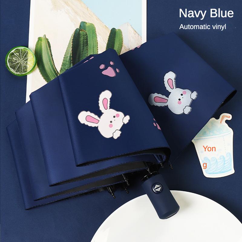 Cute Kids Umbrella Thick Black Glue Fully Automatic Umbrella Rabbit Sunshade for Girl Child Umbrella Student Umbrellas