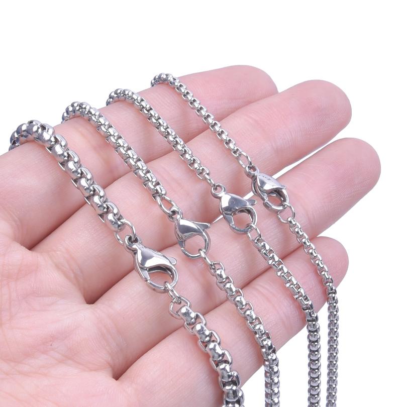 Width 2/2.5/3/4mm Silver Color Stainless Steel Box Chain Necklaces For Women Men Accessories 45/50/60/70/90cm Necklaces Jewelry