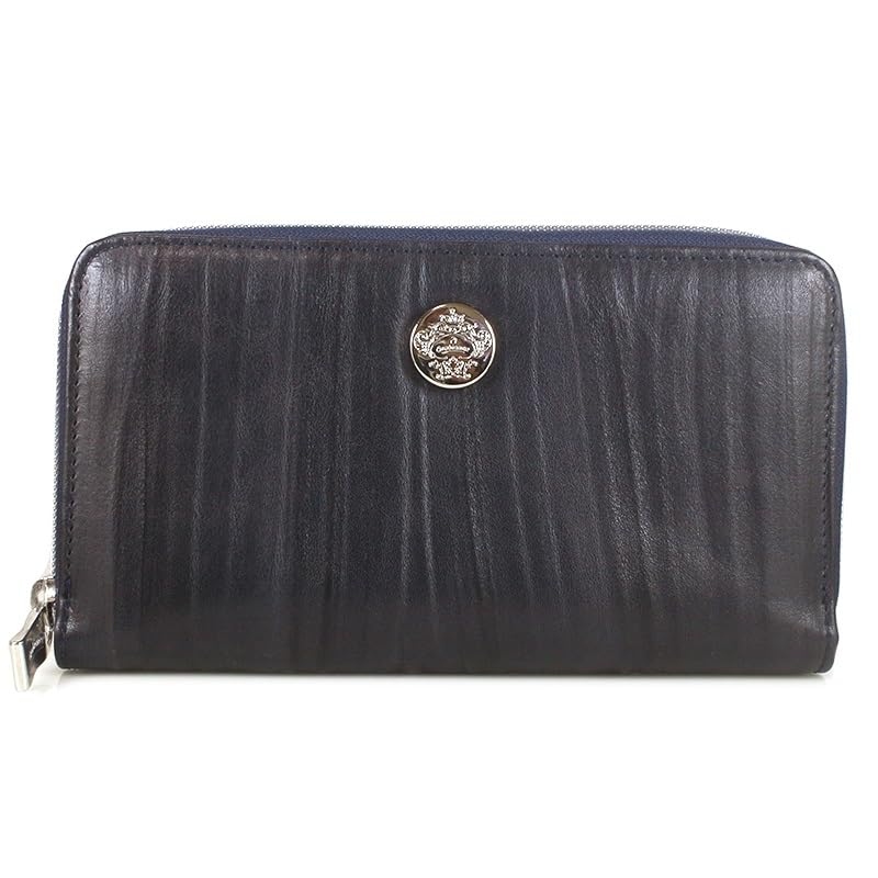 

Orobianco Intra Mouth (Navy) - Custom-Made Genuine Leather Zip-Around Wallet, Made in Italy, Simple Design, Perfect Gift.