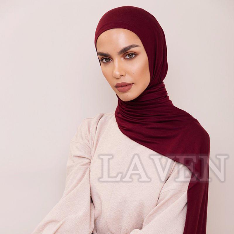 Cotton Jersey Instant Hijab Scarf Muslim Fashion Plain Wraps Soft Women'S Head Hood Scarf Elasticity Shawls Underscarf Headscarf