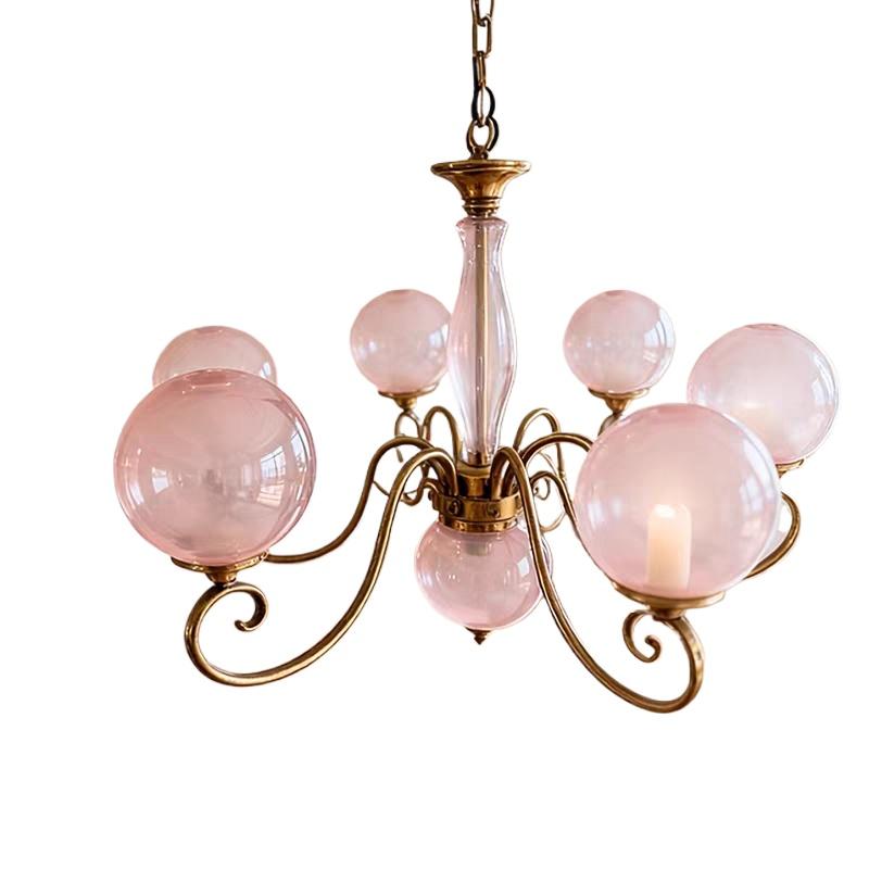 MZISOSOD French Vintage Wrought Iron Glass Chandelier for Living Room Dining Room Bedroom Lighting Fixtures Mid Century