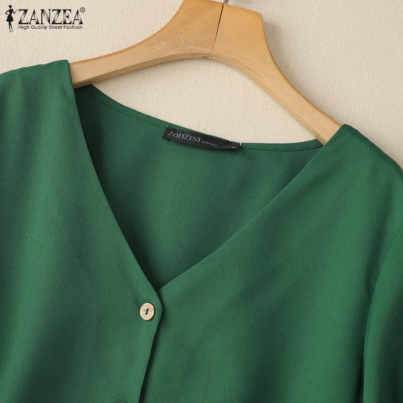 ZANZEA Women Short Sleeve Blouse and Shorts Summer Casual Two Piece Sets