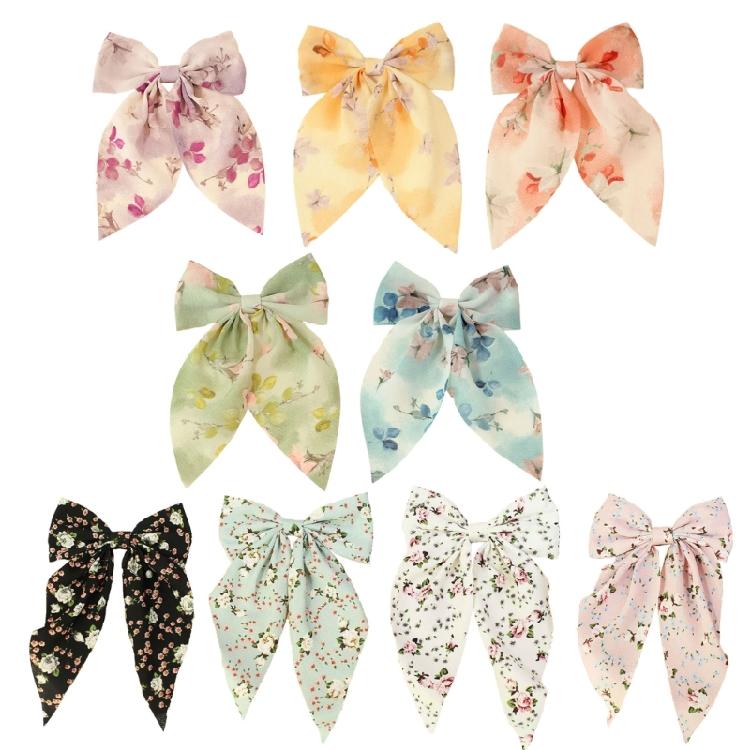 Stylish Floral Pattern Hair Barrettes Hair Clip Sweet Hairpin Barrette Bowknot Hair Clip Christmas for Women Girl