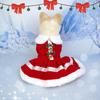 Thickened Red Santa Pet Dress with Bell and Peter Pan Collar