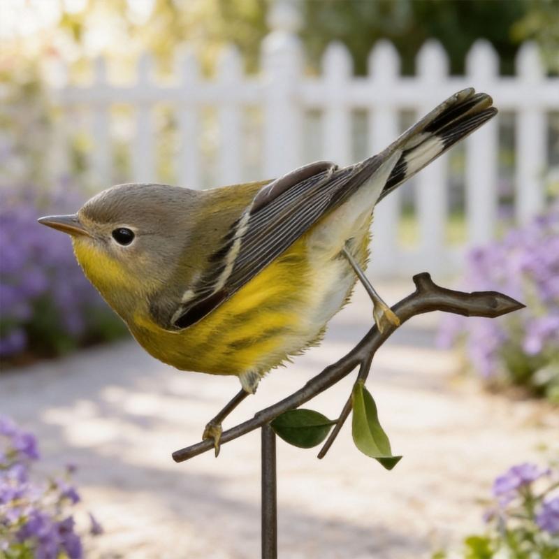 Metal Bird Home Garden Display with Color Finish and Branch Mount for Yard Fence Tree and Balcony Styling for Home Use