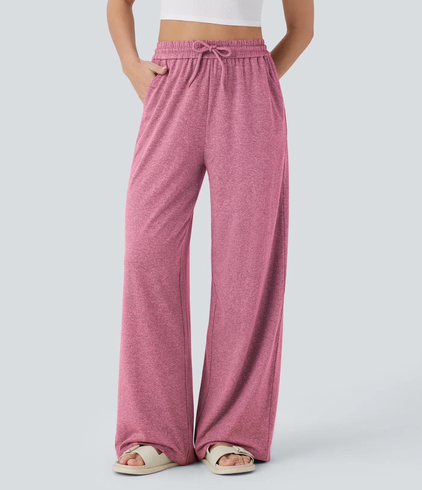 2026 Spring/Summer Women s Casual Solid Color Mid-Waist Loose Straight Leg Cotton Pants XXL