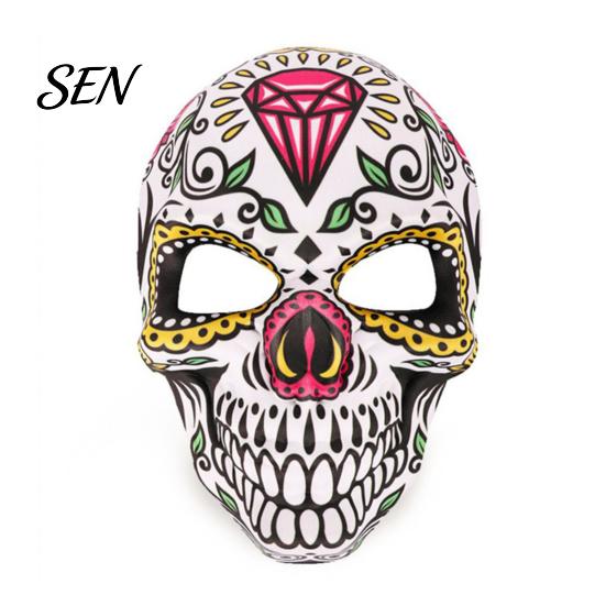 Scary Skeleton Face Masque Day of The Dead Skull Masque, Halloween Sugar Full Festival Costume Supplies Masquerade Party Accessory for Cosplay,