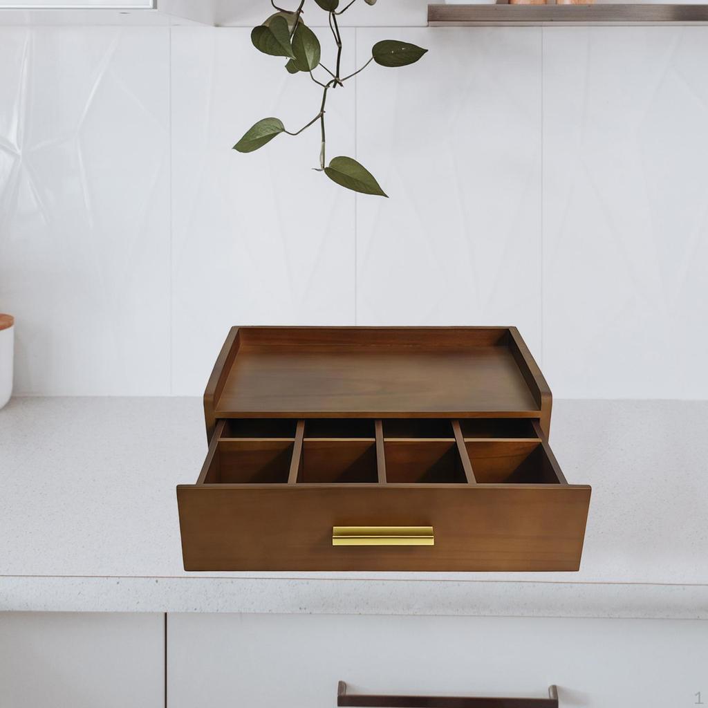 Box, Sugar Packet Holder, Station with Compartments, Tea Stand for Kitchen, Home, Desk