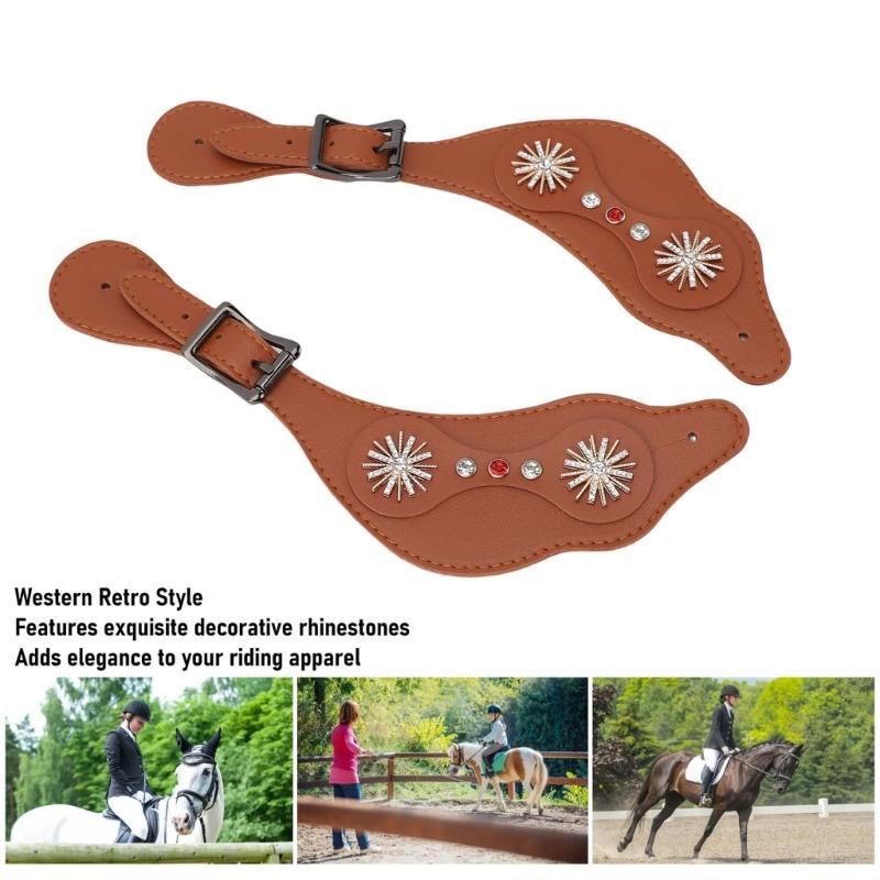 Vintage Western Good Strap with Adjustable Buckles PU Leather Western Flower Boot Good Strap for Horses Riders