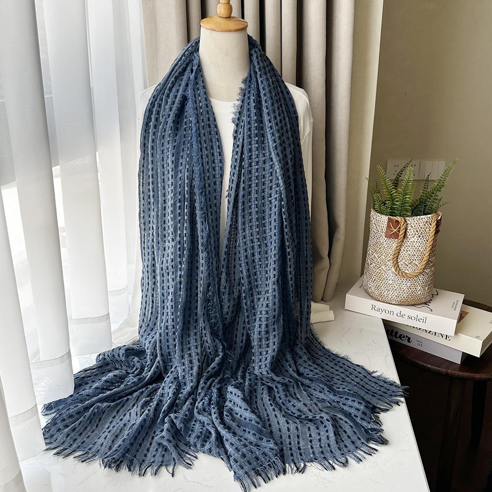 Plaid Acrylic Scarf Autumn and Winter Warm Men's Artistic Small Tassel Large Shawl Girls Sunshade Long Scarf