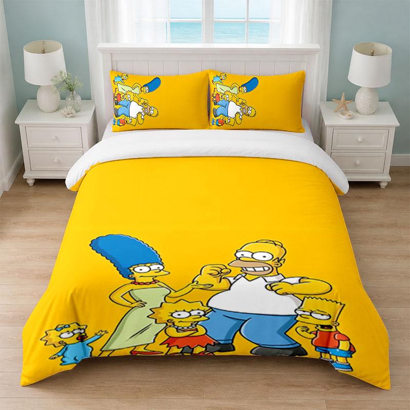 The Simpsons Bedroom 3Pcs Bedding Set Soft Bed Sheet Pillowcases Home Bedding Decoration