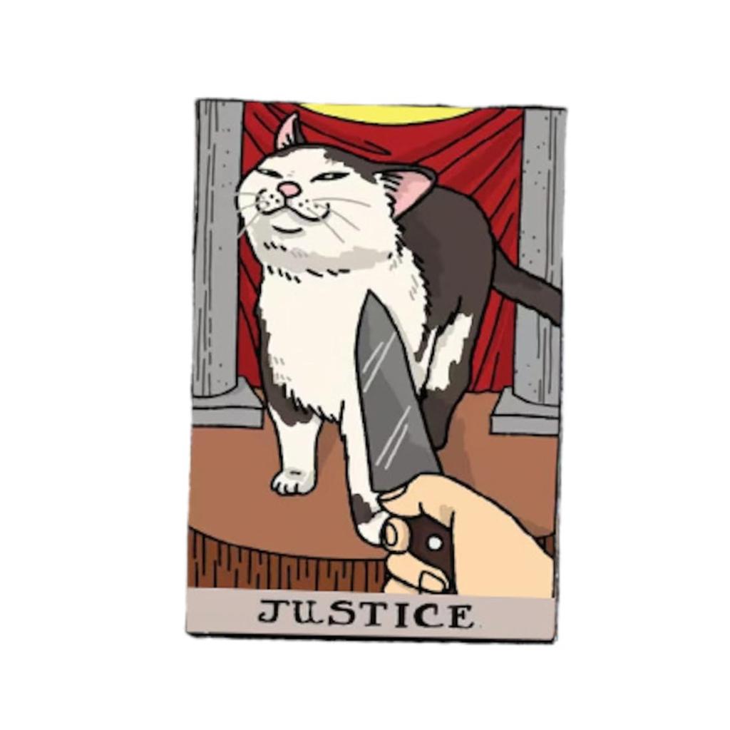 Cat and Tarot Pin Badge Justice Cute Cat Pin Brooch