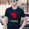 2023 Summer Men Clothes Short-sleeved T-shirt Casual Breathable Male Clothing O-Neck T Shirt Feather Printed Fashion New Tops
