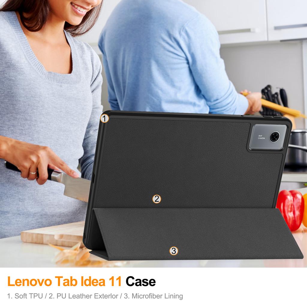 Para Lenovo Idea Tab (TB336ZU/TB336FU)/Capa Suporte para Xiaoxin Pad 11 2025 Capa de Couro Absorvente de Choque para Tablet com Porta-Caneta