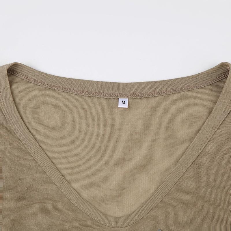 Europäisches und amerikanisches Sommer-V-Ausschnitt schulterfreies lässiges lockeres T-Shirt
