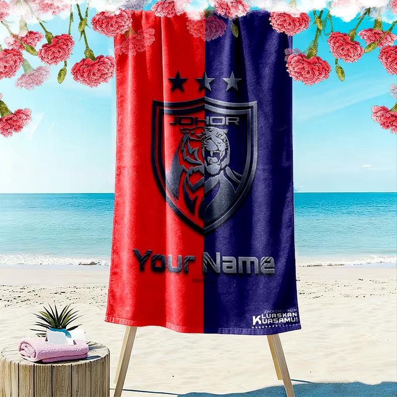 Name Custom Johor Print Beach Towel, Large Soft Quick Dry Towel for Beach Camping Swimming