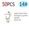 50pcs 60 Degree Angle Barbed Fly Tying Jig Hook 10# 12# 14# 16#  Bronzed Coated Wide Gap Jig Nymph Wet Fly Fishing Lures