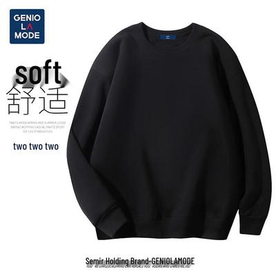 GENIOLAMODE Herren Sweatshirt im japanischen Stil, einfarbig, Rundhalsausschnitt