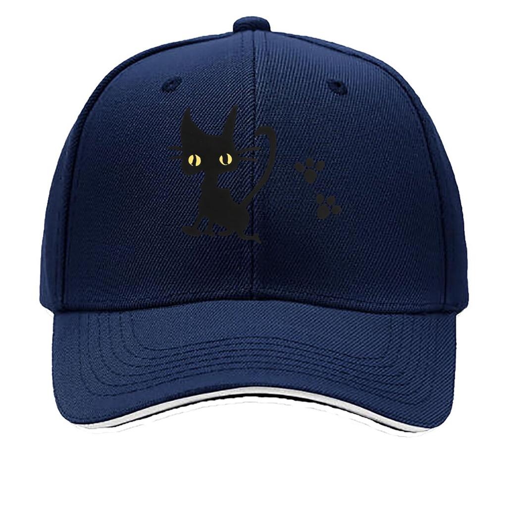 Multicolor Options Available for The Featuring a Black Cat Comfortable And Breathable This Solid C Sandwich Baseball Cap