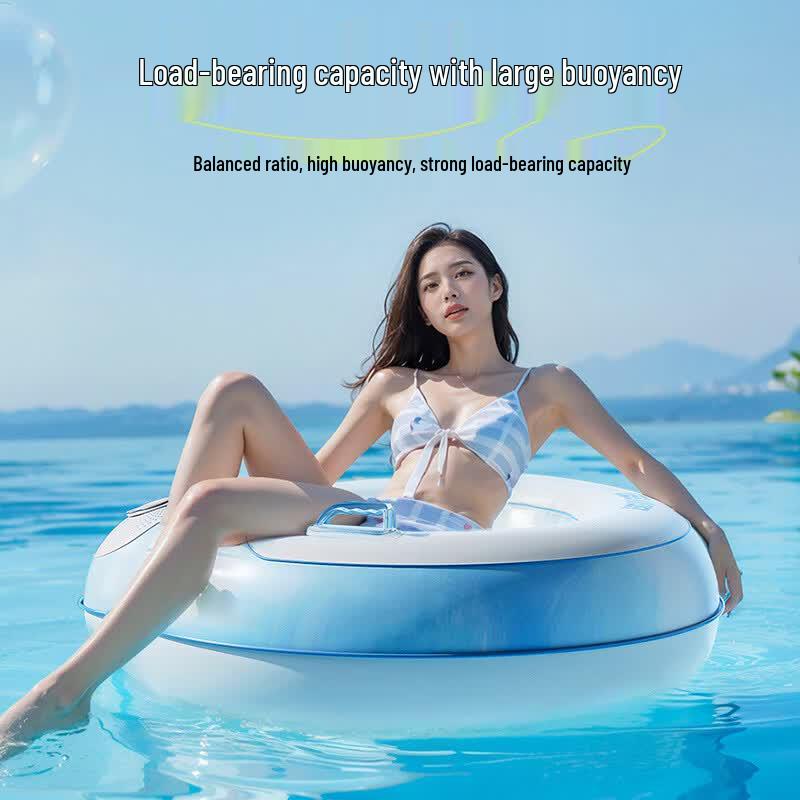 Adult Quick-Inflate Thickened Azure Blue Swim Ring