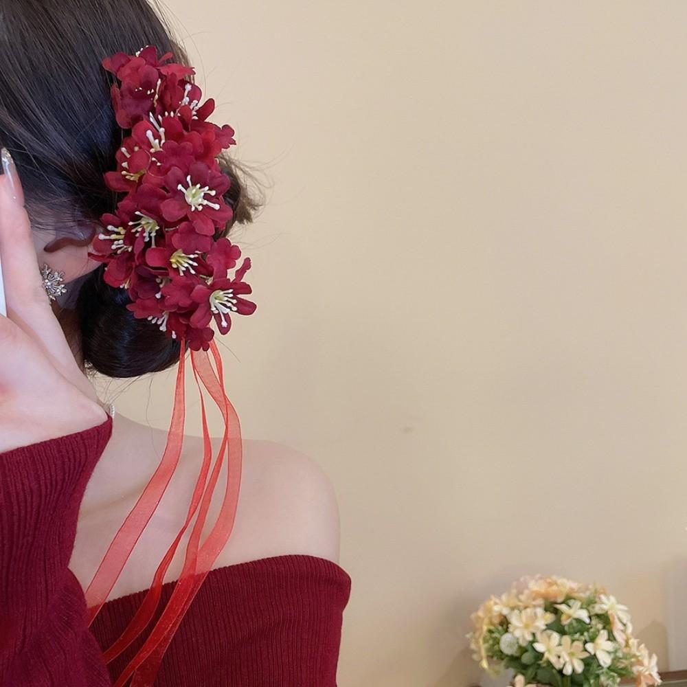 Bohemian Flower Hair Stick Fairy Bride Hair Accessories Elegant Chinese Style Side Clip  Girls