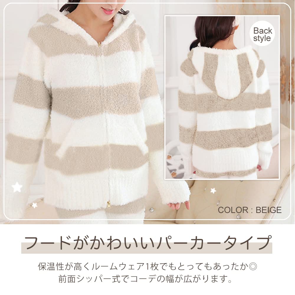 Seap Fluffy Pajama Set Hoodie 503 Women's (Pink), & Shorts,