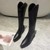 Fashion New Women Boots Zipper Thick High Heels Simple Thick High Heels Autumn Winter Boots Knee High Botas