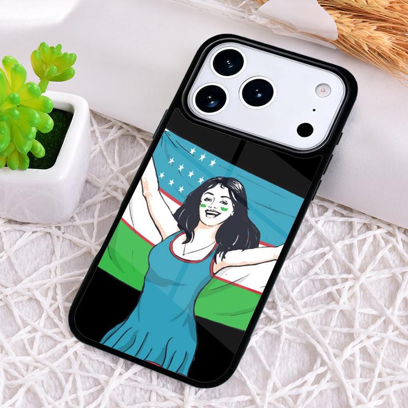 Emblem of Uzbekistan National Flag Phone Case for iPhone 17 Air 16 15 11 12 14 13 Pro Max Shockproof Cover