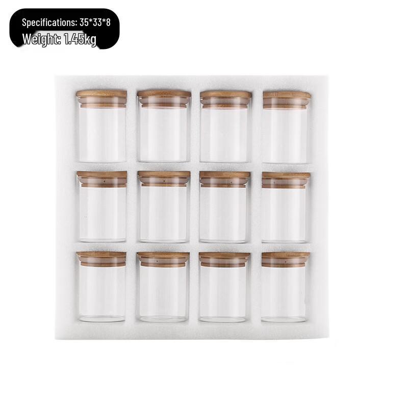 WJ Bamboo Lid High Borosilicate Glass Seasoning Jar Set