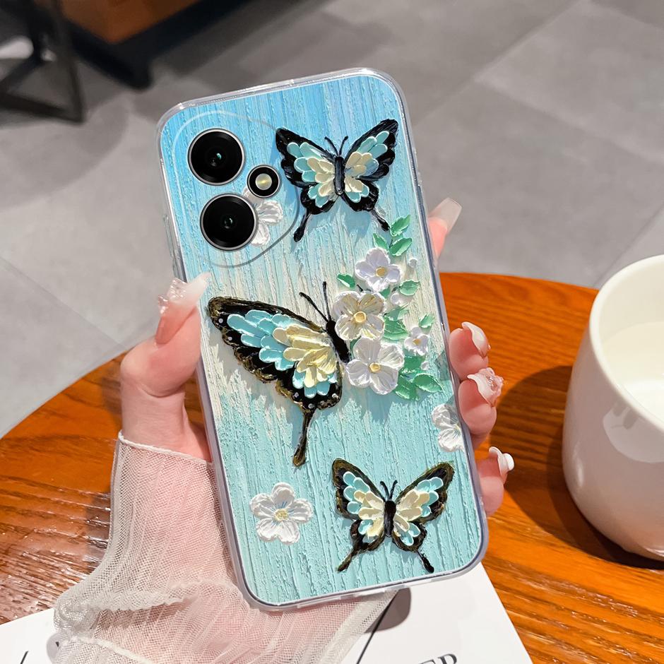 For Honor 400 Pro Lite 5G Case Pretty Flowers Transparent TPU Bumper Protective Cover For Honor400Pro Fundas Honor400Lite Coque