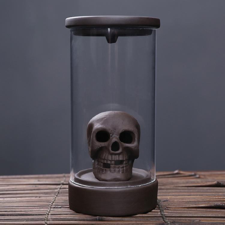 Windproof Lampshade LED Skull Ceramics Incenses Burners Waterfall Backflow Incenses Cones Holders for Home Decoration