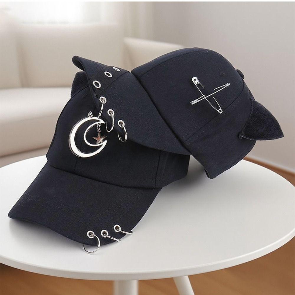 Rivet Metal Ring Baseball Hat Hiphop Sun Hat Retro Sunscreen Hat Girl