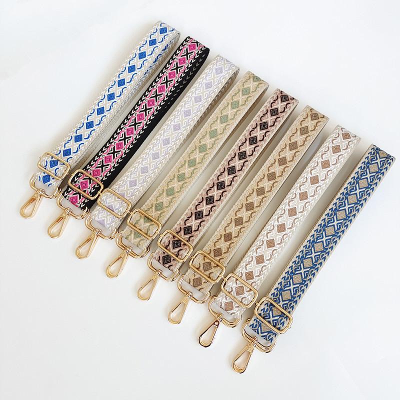New Thickened Canvas Webbing Colored Rhombus Adjustable Shoulder Crossbody Long Strap Women's Bag Parts Accessories Broadband