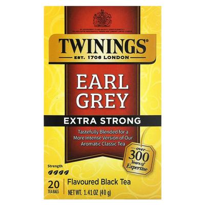 Twinings Τσάι Μαύρο Earl Grey Extra Δυνατό, 20 Φακελάκια Τσαγιού, 40g (1,41 oz)
