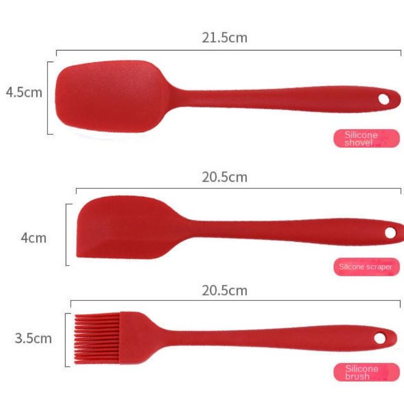 3Pcs Scraper Set One-piece Butter Cream Silicone Spatula Oil Brush High-temperature Resistant Baking Set Tool Kit