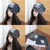 Retro Striped Puppy Pile Hat Female Autumn Thin Fashion Loose Cold Hat Big Head Circumference Show Face Small Baotou Hat