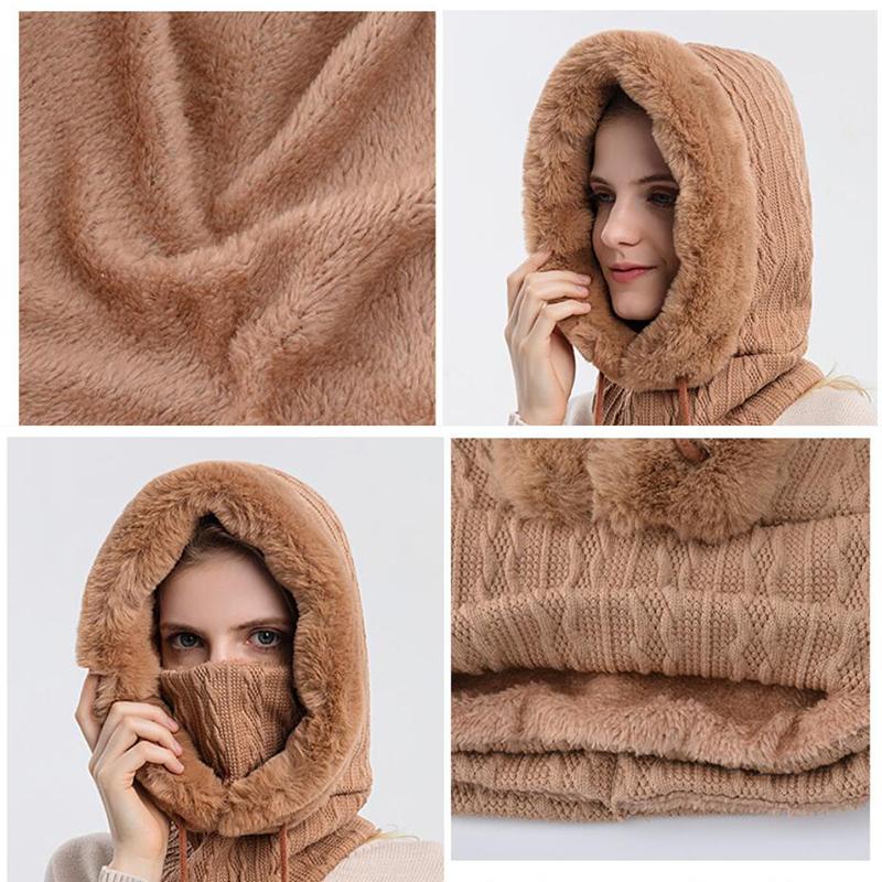 Winter Hats Outdoor Cycling Headgear Ski Cap Cold Protection Warm Bib Face Mask Integrated Scarf Knit Ski Caps