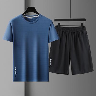 Pánská móda Neformální sportovní obleky Letní tričko s krátkým rukávem a rychleschnoucí šortky 2dílná sada plážový oblek na jogging