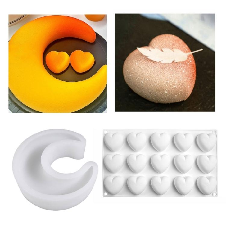 Efficient Silicone Pastries Making Mould Stamp Functional Cake Baking Embosser Moon Shape Silicone Mold
