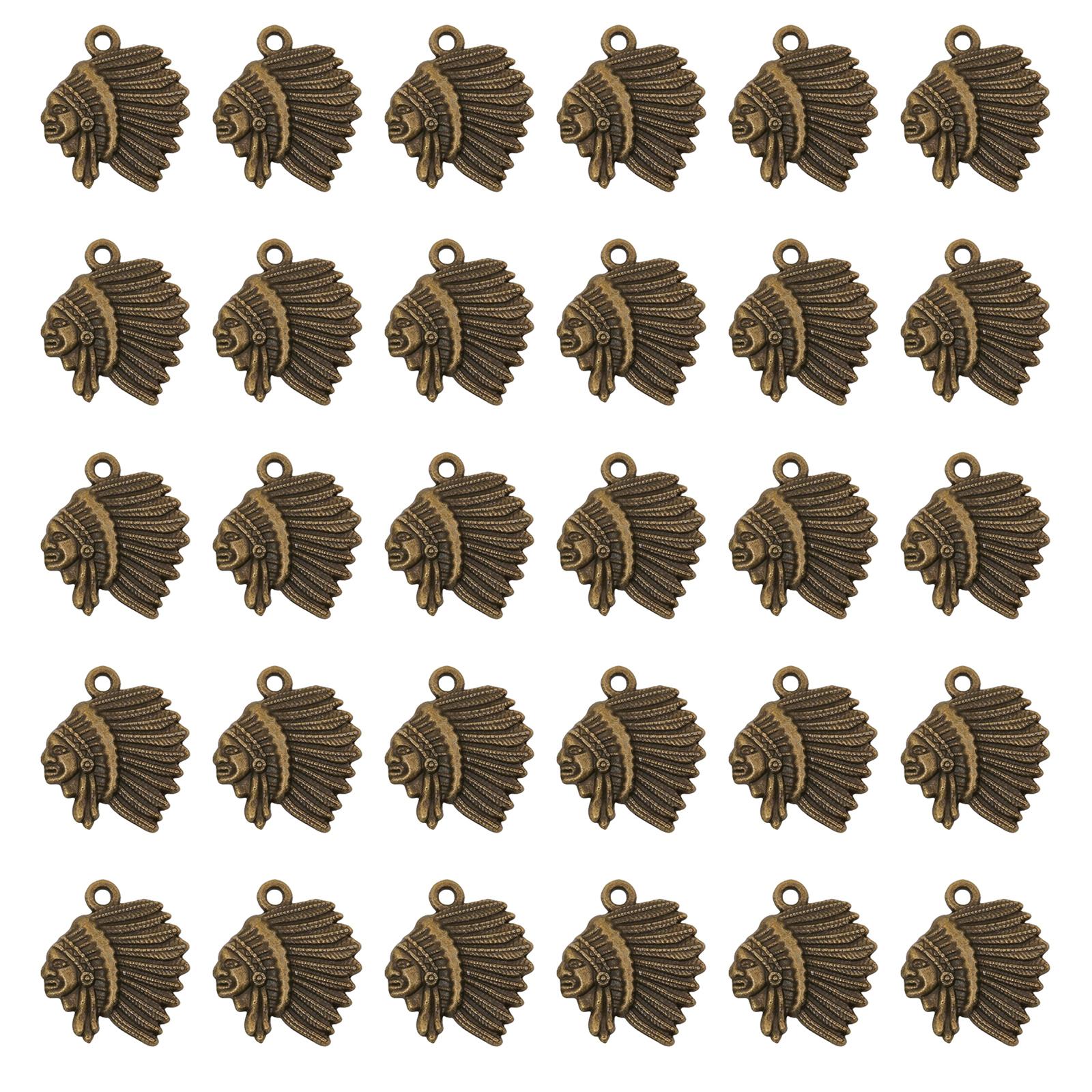 

Упаковка из 30 ожерелий с подвесками в виде головы индейского вождя, племенные украшения, подходящие для дизайна ювелирных изделий и аксессуаров 1