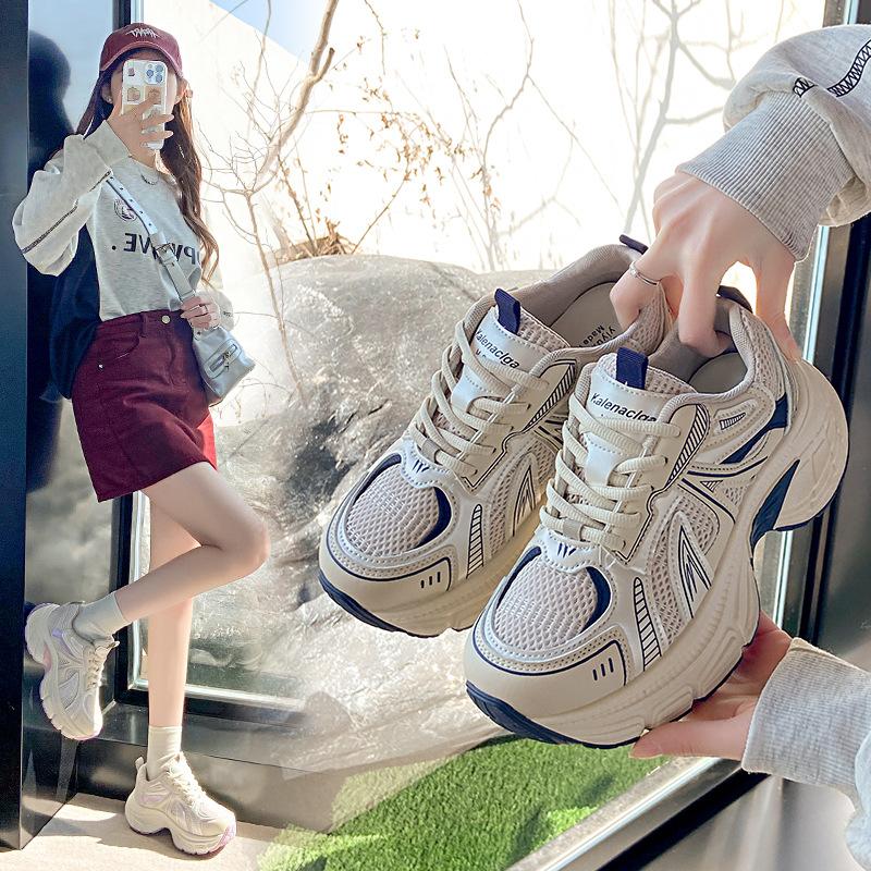 Platform women's shoes spring and summer new lightweight casual sports shoes mesh breathable running shoes
